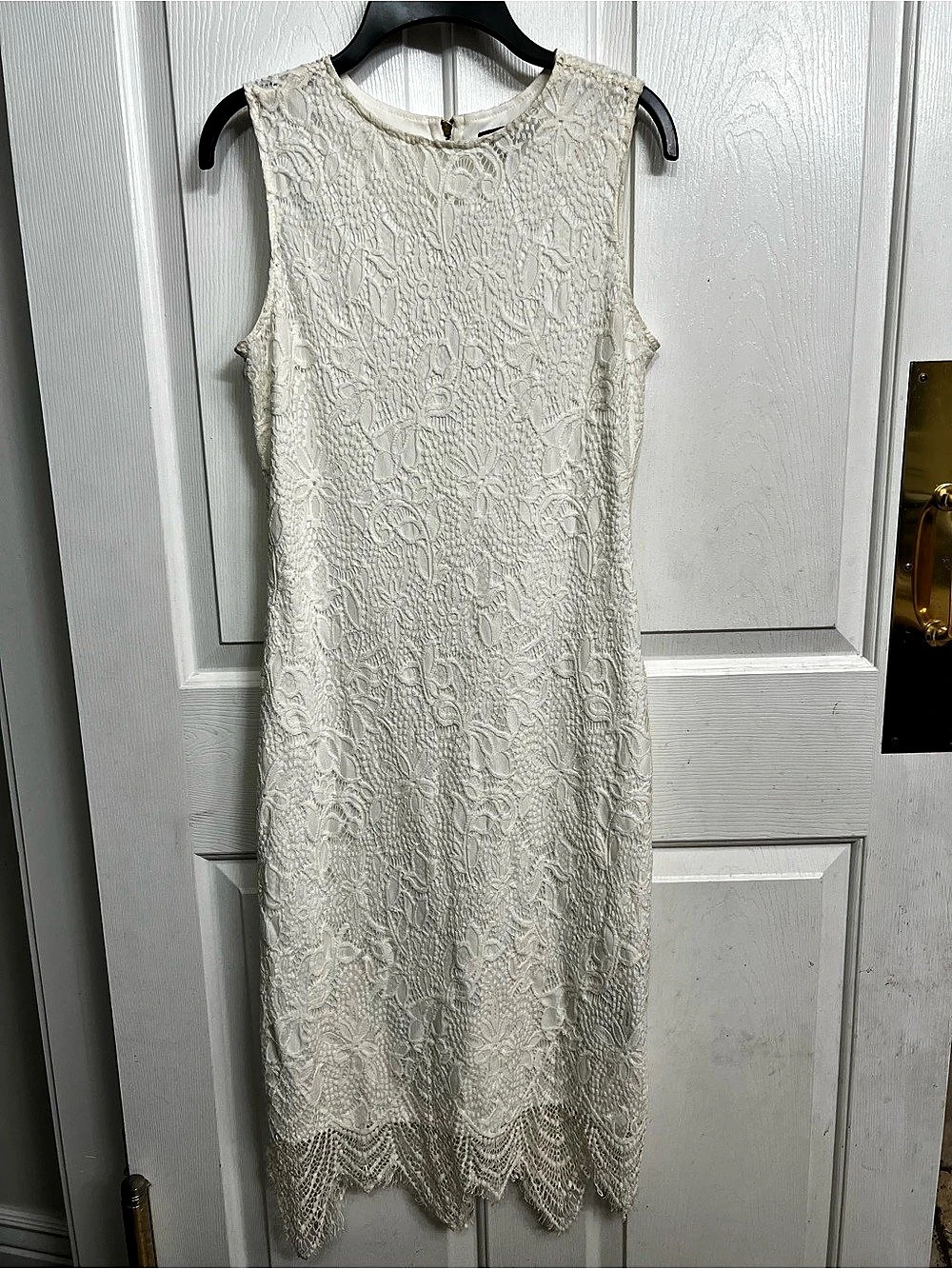 Sharagano Floral Lace Maxi Dress in White Size 4